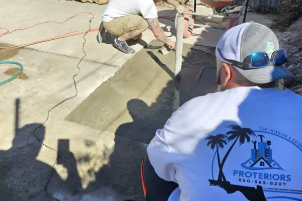 Concrete slab patch repair in progress by the ProTeriors crew