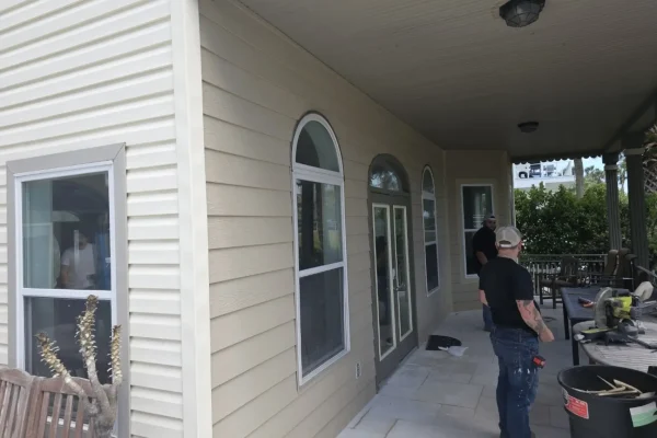 Covered patio exterior renovation and painting in progress